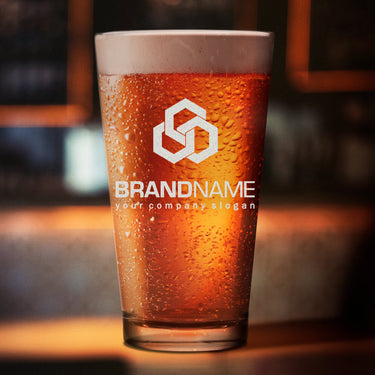 Custom Beer Glasses with Logo | Personalized Pint Glass Engraved Logo